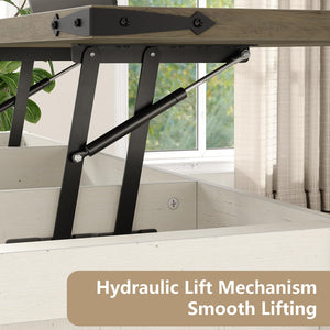 Lift Top Coffee Table with Storage & Sliding Barn Doors, Farmhouse