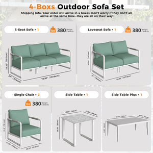 7-Seat Aluminum Outdoor Sectional Patio Set with Coffee Table