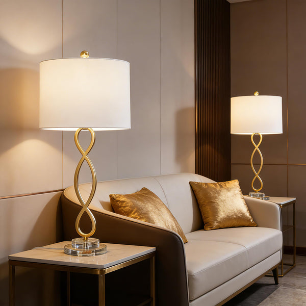 Crystal Base Table Lamps Set of 2 – 3-Way Dimmable Buffet Lamps