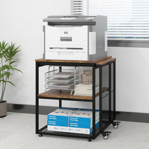 Rolling Printer Stand with Storage Shelves & Extendable Craft Table