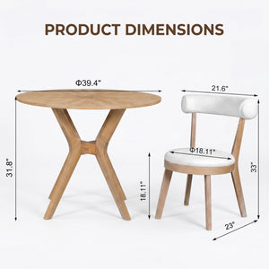 Round Dining Table Set with 2 Chairs