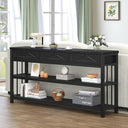 55-Inch Console Table with 3 Drawers and Open Shelves