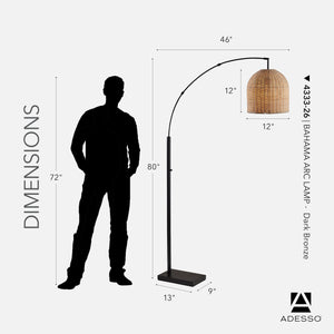 Arc Floor Lamp with Rattan Shade