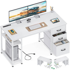 51-Inch Computer Desk with Drawers & Power Outlets