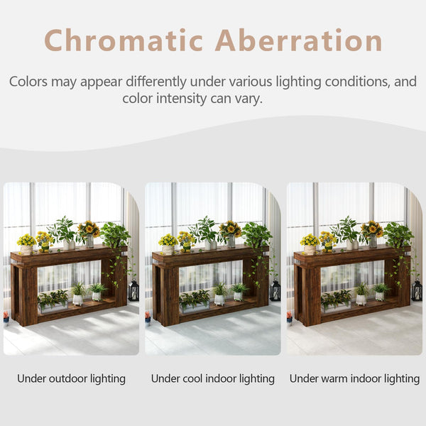 63" Console Table with LED Lighting & Charging Station