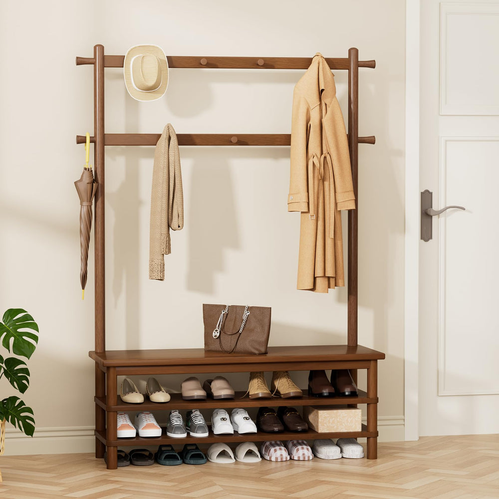 3-in-1 Entryway Hall Tree with Bench and Shoe Storage