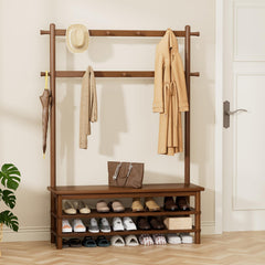 3-in-1 Entryway Hall Tree with Bench and Shoe Storage