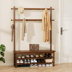 3-in-1 Entryway Hall Tree with Bench and Shoe Storage
