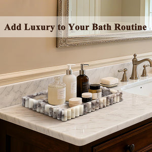 Natural Marble Decorative Tray with Fluted Edge