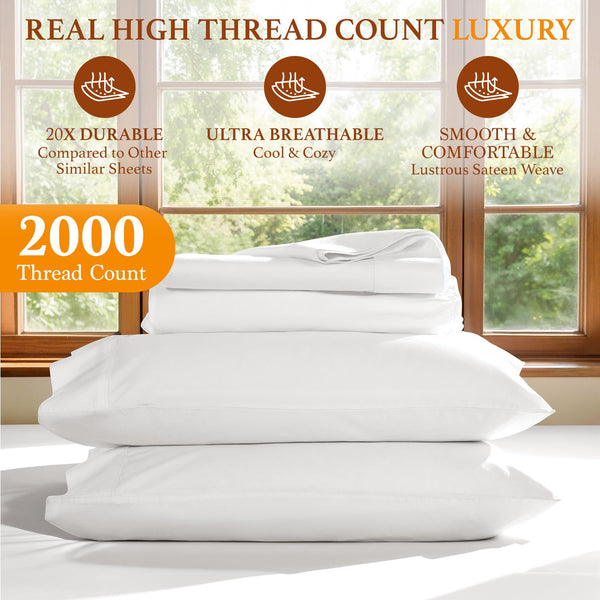 Queen Cotton Bed Sheet Set – White