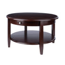 Round Coffee Table with Storage Drawer and Shelf