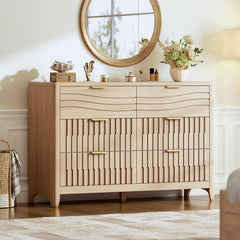 Fluted Dresser with 5 or 6 Drawers – Modern Wood Chest for Bedroom