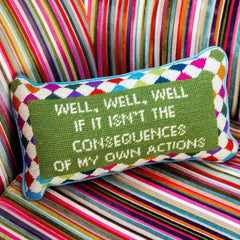 Needlepoint Decorative Throw Pillow – Well Well Well