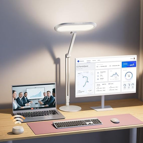 LED Desk Lamp with 3D Ambient Light & Adjustable Swing Arm