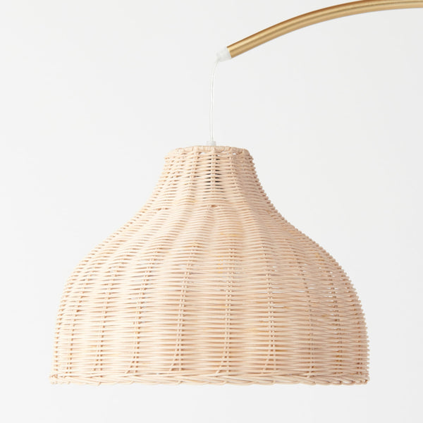 Arc Floor Lamp with Wicker Shade
