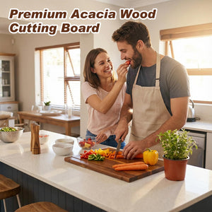 Acacia Wood Book Cutting Board Set with Stand – 4 Piece