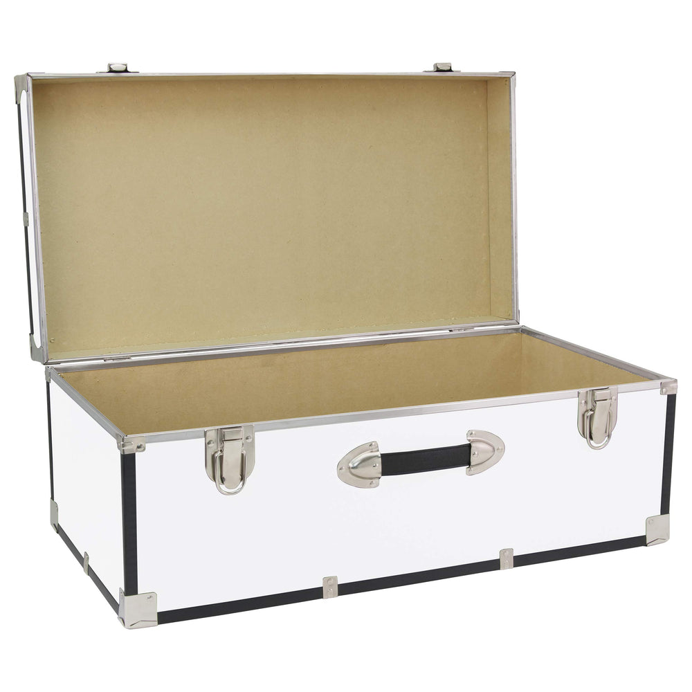 30-Inch Storage Trunk with Latches and Handle – White