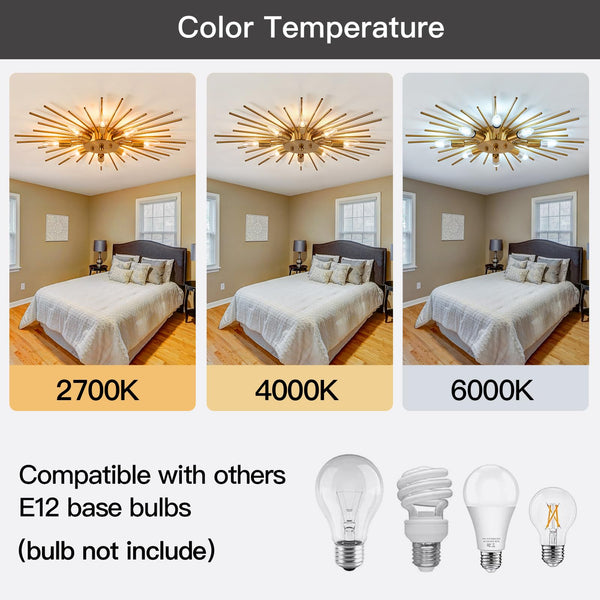 8-Light Semi Flush Mount Sputnik Ceiling Light