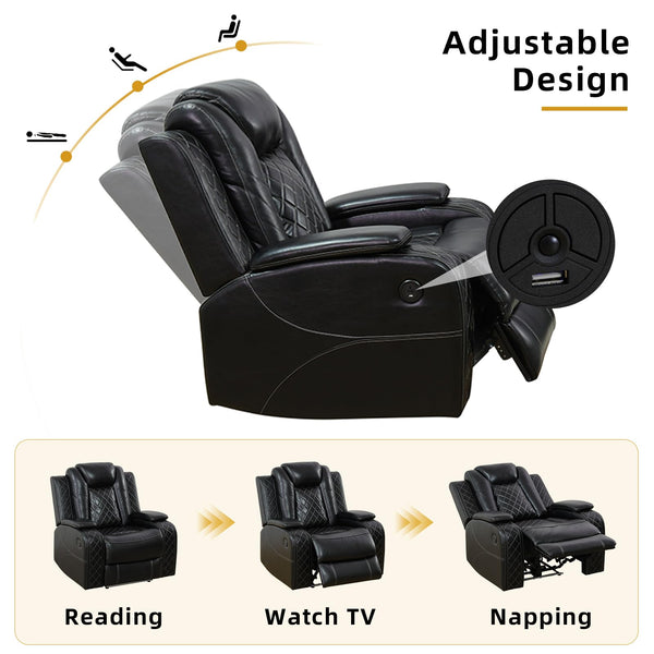 Power Reclining Sectional Sofa with LED & Wireless Charging