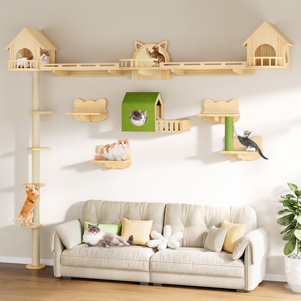 Cat Wall Shelves Floor to Ceiling Tower with Scratching Posts
