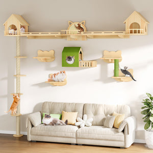Cat Wall Shelves Floor to Ceiling Tower with Scratching Posts