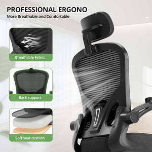Ergonomic High Back Mesh Office Chair with Flip-Up Armrests – 330 lbs Capacity