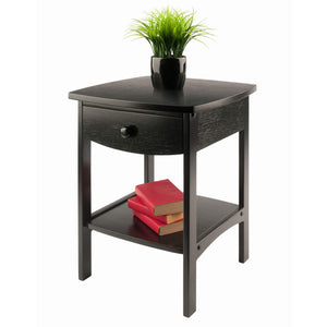 Square Wood End Table with Drawer and Shelf