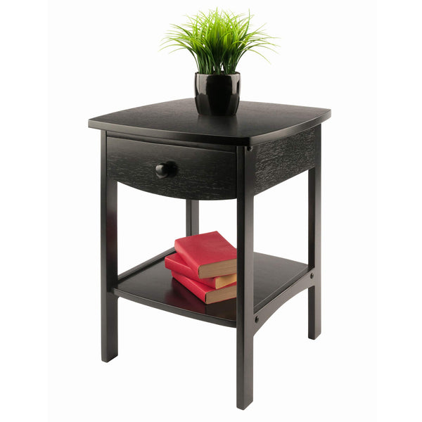 Square Wood End Table with Drawer and Shelf