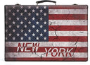 Vintage Leather Suitcase Set with Wooden Frame