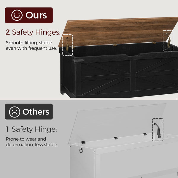 Large Farmhouse Toy Chest & Storage Bench with Safety Hinges