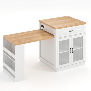 Extendable Kitchen Island with Storage & Power Outlet