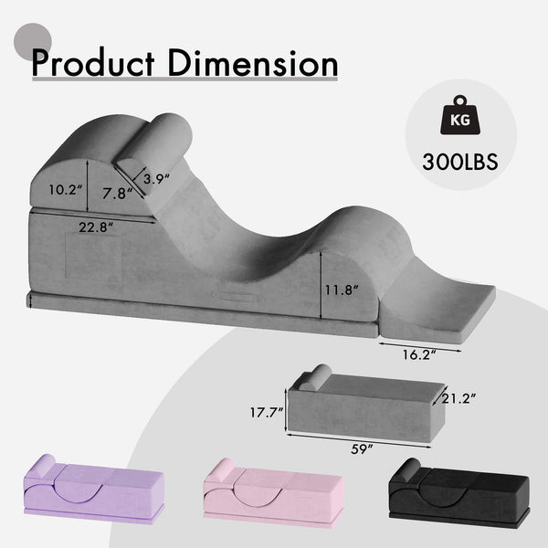 Convertible Yoga Chaise Lounge Chair with Lumbar Pillow