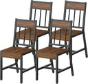 Industrial Dining Chairs Set with Metal Frame & Slanted Back