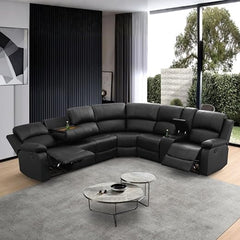 L-Shaped Reclining Sectional Sofa with Storage Console & Cup Holders