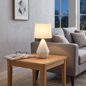 Modern Small Ceramic Table Lamp with White Fabric Shade