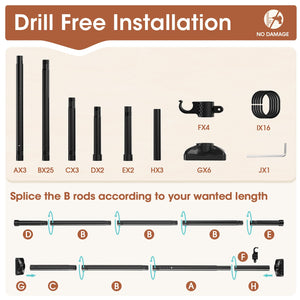 Adjustable No-Drill Room Divider Curtain Rod