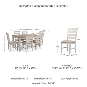 7-Piece Farmhouse Dining Table Set with 6 Upholstered Chairs