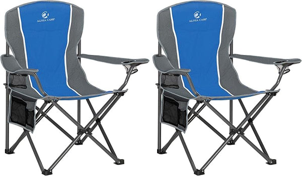 Oversized Folding Camping Chair with Cup Holder & Lumbar Support