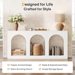 70.9" Console Table with 3 Arched Shelves