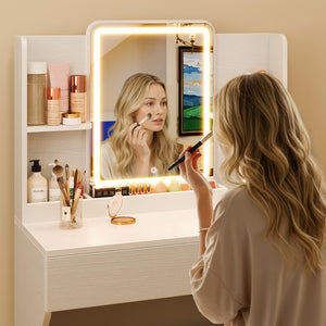 Small Vanity Desk with Mirror and Lights
