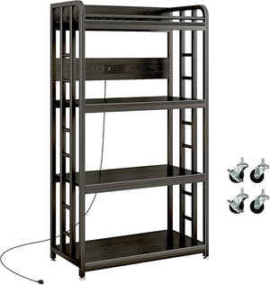 4-Tier Kitchen Baker's Rack with Power Outlet & Wheels