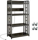 4-Tier Microwave Cart with Power Outlet & Wheels