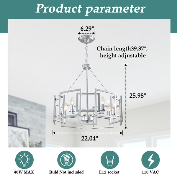 Modern Geometric Chandelier 5-Light Metal Pendant Light