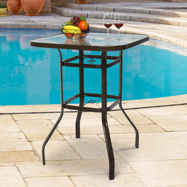 Outdoor Bar Height Patio Table with Umbrella Hole