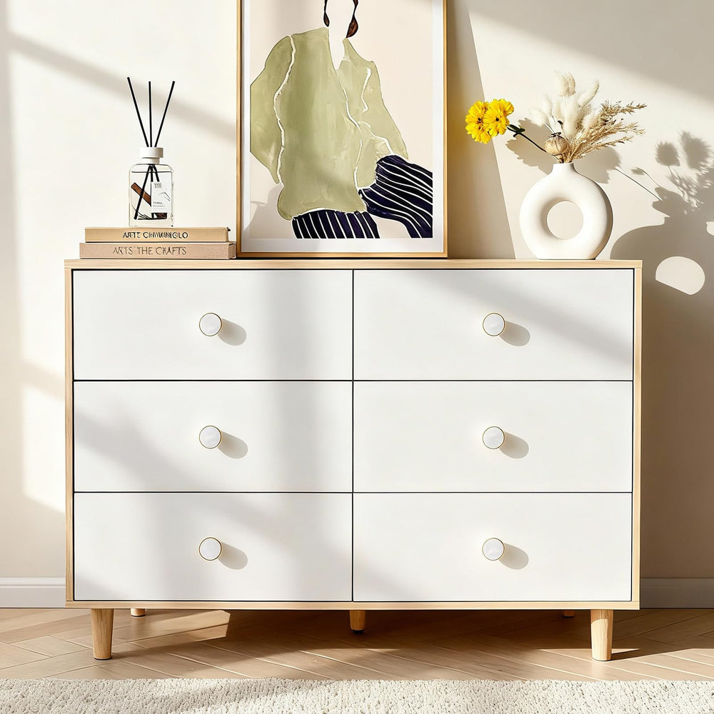 6-Drawer Dresser with Changing Table Top, White