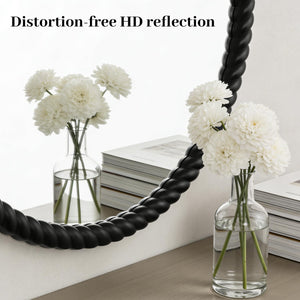30" Round Wall Mirror with Rope Frame – Black