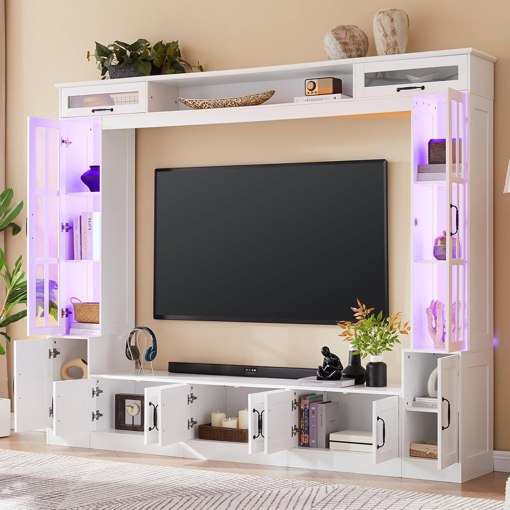 98" Wall Unit TV Stand with LED Lights