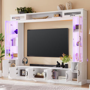 98" Wall Unit TV Stand with LED Lights