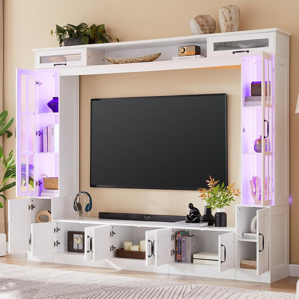 98" Wall Unit TV Stand with LED Lights