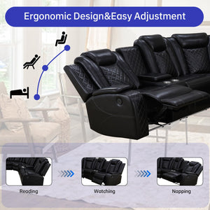 Power Reclining Leather Sectional Sofa